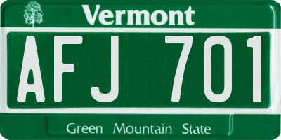 VT license plate AFJ701