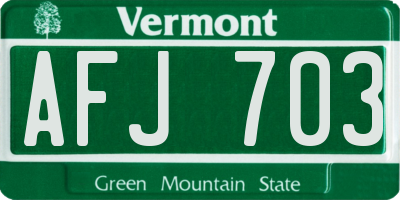 VT license plate AFJ703