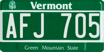 VT license plate AFJ705