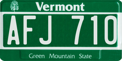 VT license plate AFJ710
