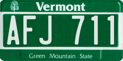 VT license plate AFJ711