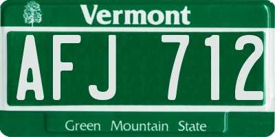 VT license plate AFJ712