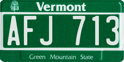 VT license plate AFJ713