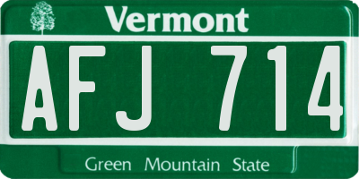 VT license plate AFJ714
