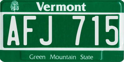VT license plate AFJ715