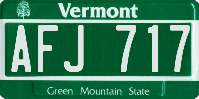 VT license plate AFJ717