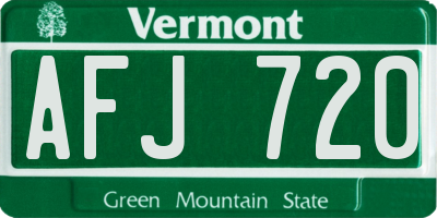 VT license plate AFJ720
