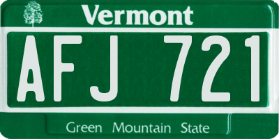 VT license plate AFJ721