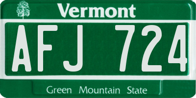 VT license plate AFJ724
