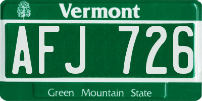 VT license plate AFJ726