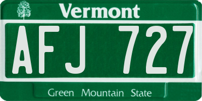VT license plate AFJ727