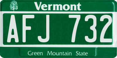 VT license plate AFJ732