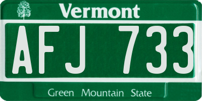 VT license plate AFJ733