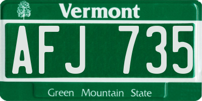 VT license plate AFJ735