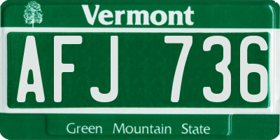 VT license plate AFJ736