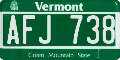 VT license plate AFJ738