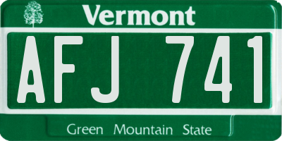 VT license plate AFJ741