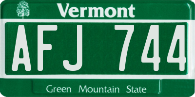 VT license plate AFJ744