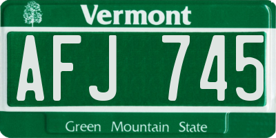 VT license plate AFJ745
