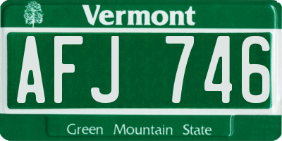 VT license plate AFJ746