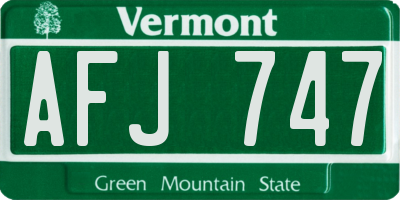 VT license plate AFJ747