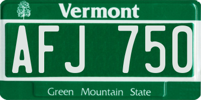 VT license plate AFJ750