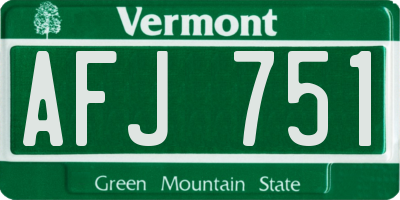 VT license plate AFJ751
