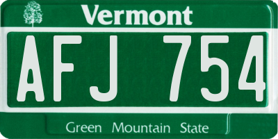 VT license plate AFJ754