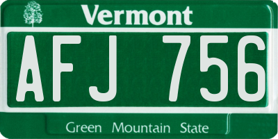 VT license plate AFJ756