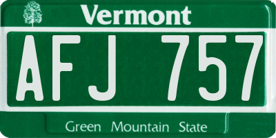 VT license plate AFJ757