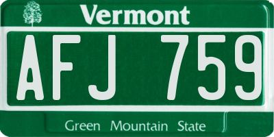 VT license plate AFJ759
