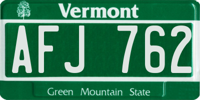 VT license plate AFJ762