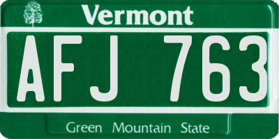 VT license plate AFJ763