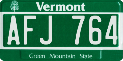 VT license plate AFJ764