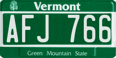 VT license plate AFJ766