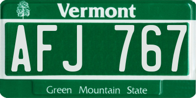 VT license plate AFJ767