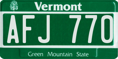 VT license plate AFJ770