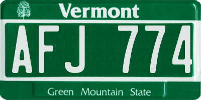 VT license plate AFJ774