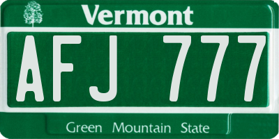 VT license plate AFJ777