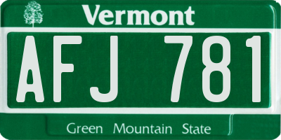 VT license plate AFJ781
