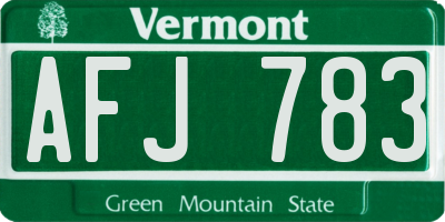 VT license plate AFJ783