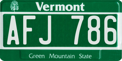 VT license plate AFJ786