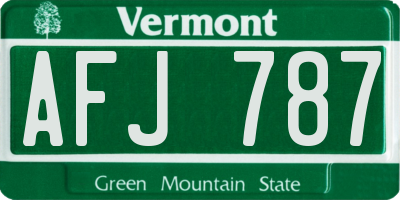 VT license plate AFJ787
