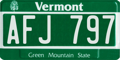 VT license plate AFJ797