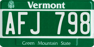 VT license plate AFJ798