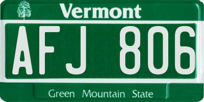 VT license plate AFJ806