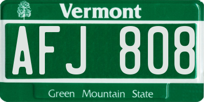 VT license plate AFJ808