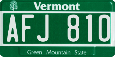 VT license plate AFJ810