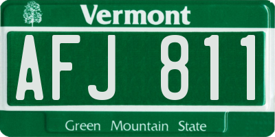VT license plate AFJ811