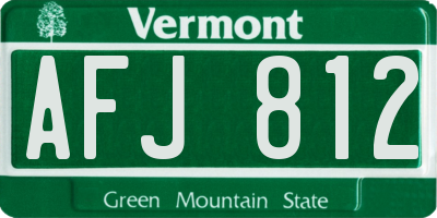 VT license plate AFJ812
